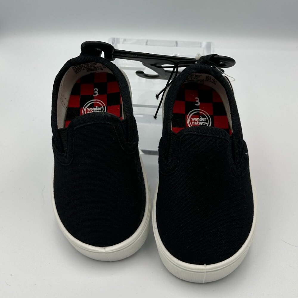 NWT - Wonder Nation Black Slip on Tennis Shoes - Toddler Size 3